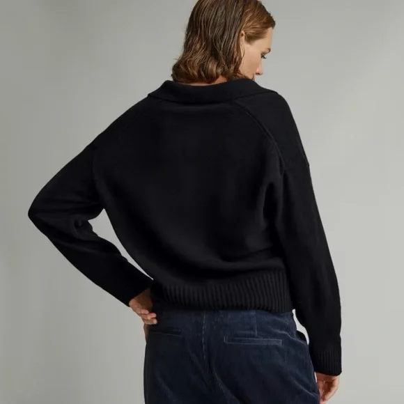 NEW Everlane Women’s Cashmere Polo Black Sweater Size XSmall - Picture 3 of 14